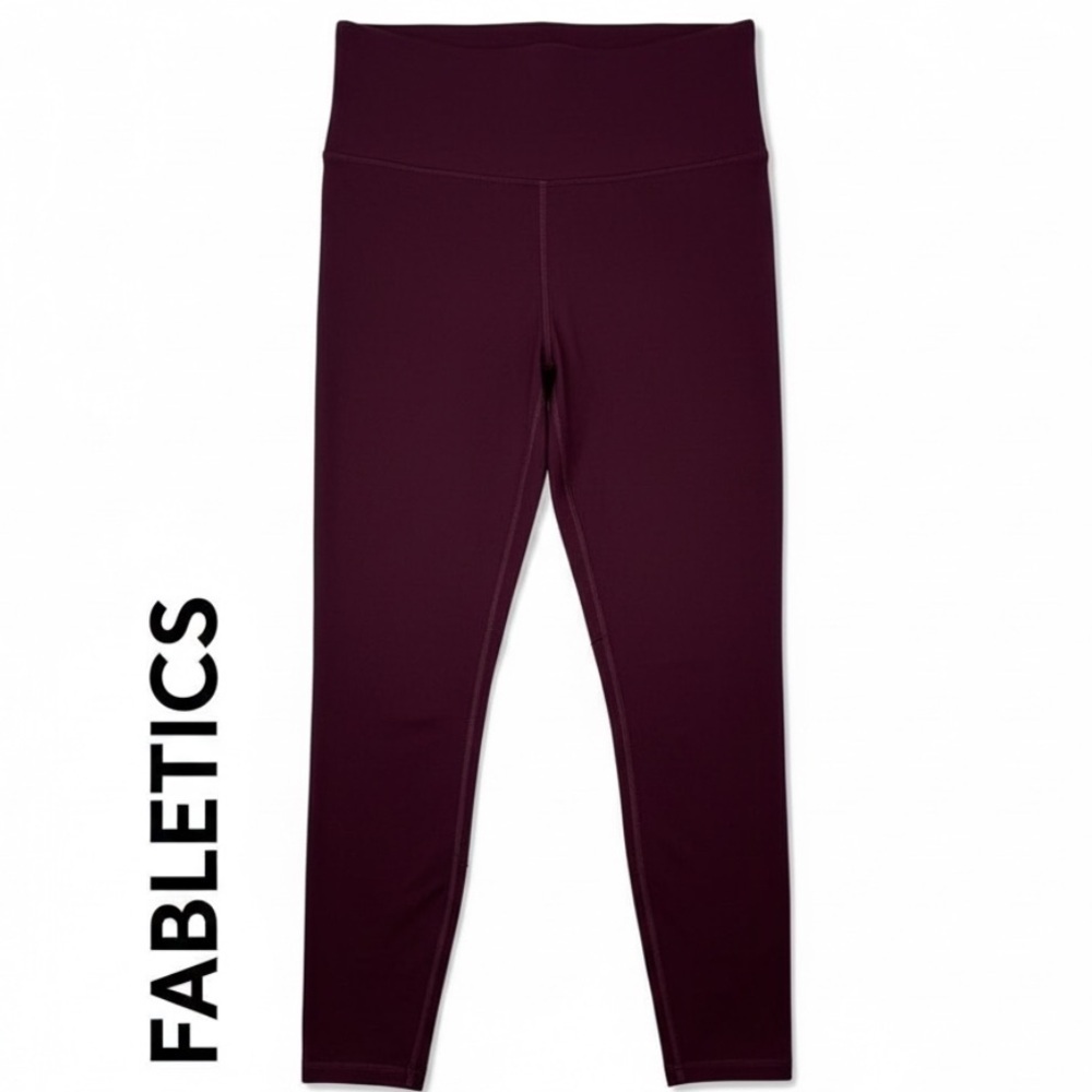 PowerHold by Fabletics Deep Burgundy Leggings + Light Pink Back Lace Detail, S/M